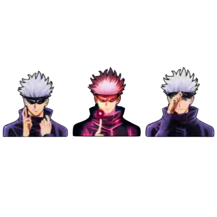 מדבקת תלת מימד 3 מצבים – גוג’ו (Jujutsu Kaisen) (155×151 מ”מ)