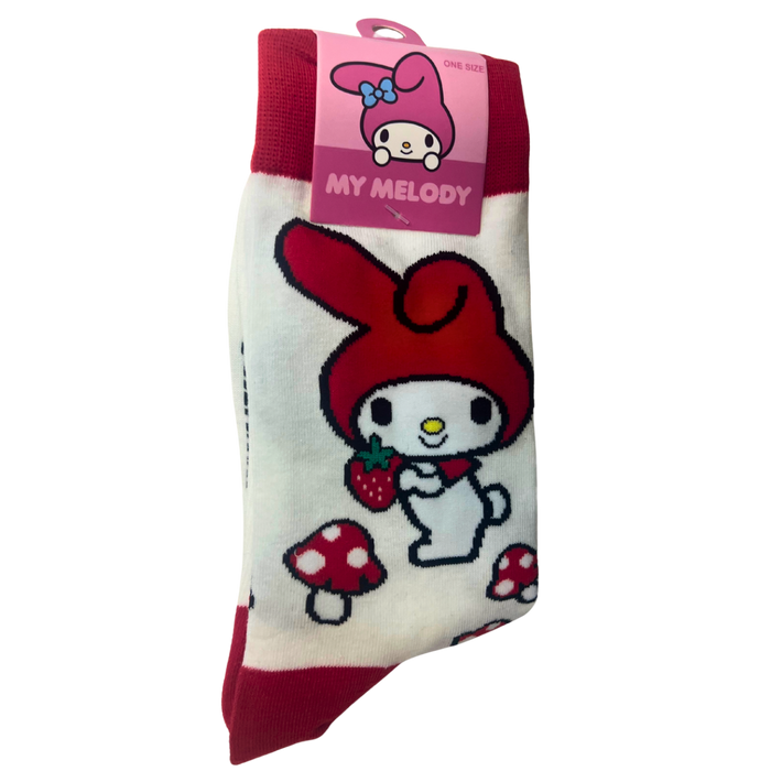גרבי My Melody חמודות – רקע לבן אדום מקורי 🎀🧦