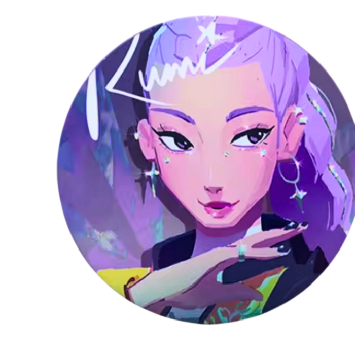 סיכה מנצנצת Rumi – KPop Demon Hunters, קוטר 58 מ”מ, הזמנה מוקדמת