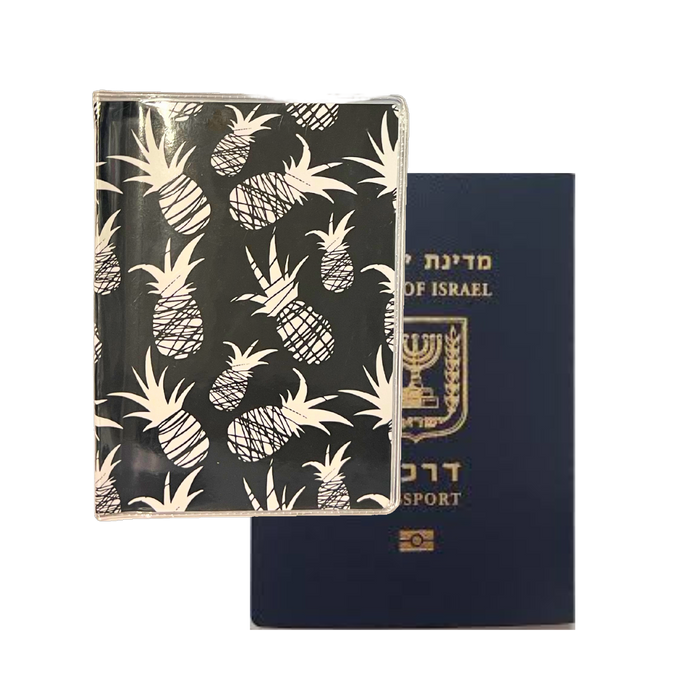 אננס - אננס ברקע שחור כיסוי לדרכון