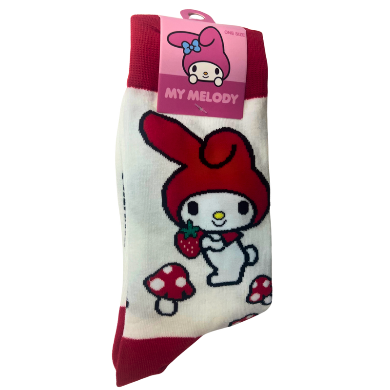 גרביים - גרבי My Melody חמודות – רקע לבן אדום מקורי 🎀🧦 אנימה מרקט https://anime-market.co.il