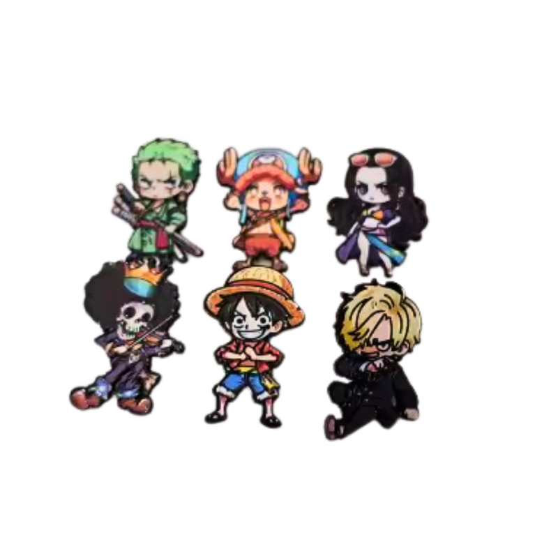 ️ סט סיכות מתכת One Piece – לופי, זורו, סאנג’י, צ’ופר, ברוק ורובין