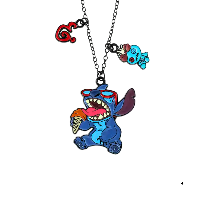 שרשרת סטיץ’ אוכל גלידה | תליון Stitch חמוד מדיסני עם שרשרת שחורה מבית אנימה מרקט רק ב - https://anime-market.co.il