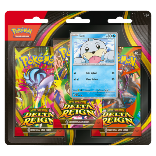 Pokémon Delta Reign 3-Pack Blister – מארז עם 3 חבילות בוסטר וקלף פרומו