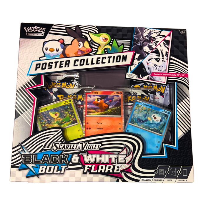 🎉 Pokémon TCG – Black Bolt & White Flare Unova Poster Collection (4 חבילות) 🎉