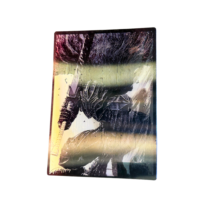 מדבקת תלת־מימד Berserk – גאטס חותך שד | מדבקת לנטיקולר איכותית לרכב / מחשב