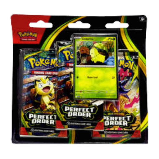 Pokémon Mega Evolution Perfect Order 3\-Pack Blister צ’יקוריטה – ME03
