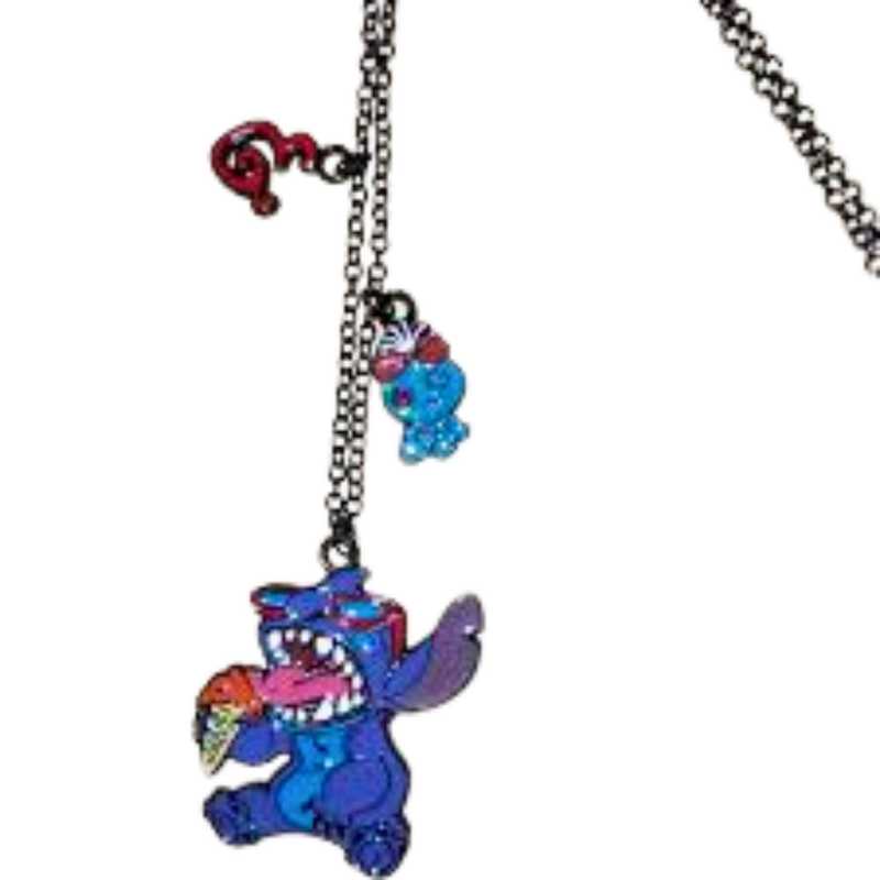 שרשרת סטיץ’ אוכל גלידה | תליון Stitch חמוד מדיסני עם שרשרת שחורה מבית אנימה מרקט רק ב - https://anime-market.co.il