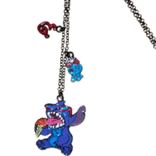 שרשרת סטיץ’ אוכל גלידה | תליון Stitch חמוד מדיסני עם שרשרת שחורה מבית אנימה מרקט רק ב - https://anime-market.co.il