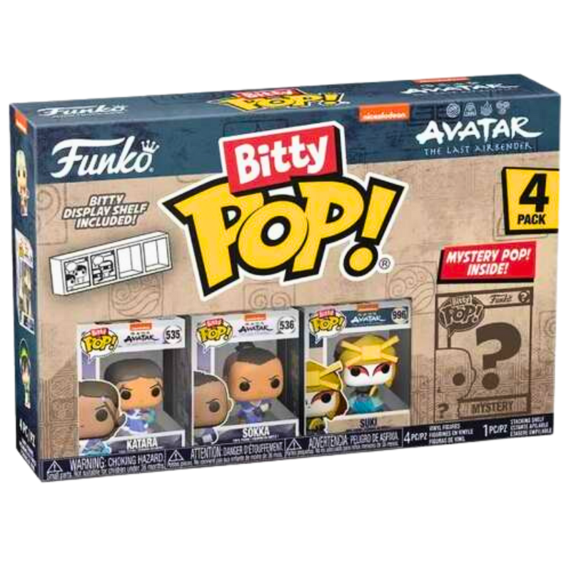 Funko Bitty Pop! – מארז Avatar: The Last Airbender 4 דמויות מיני | כולל דמות מסתורית ומדף תצוגה אקרילי