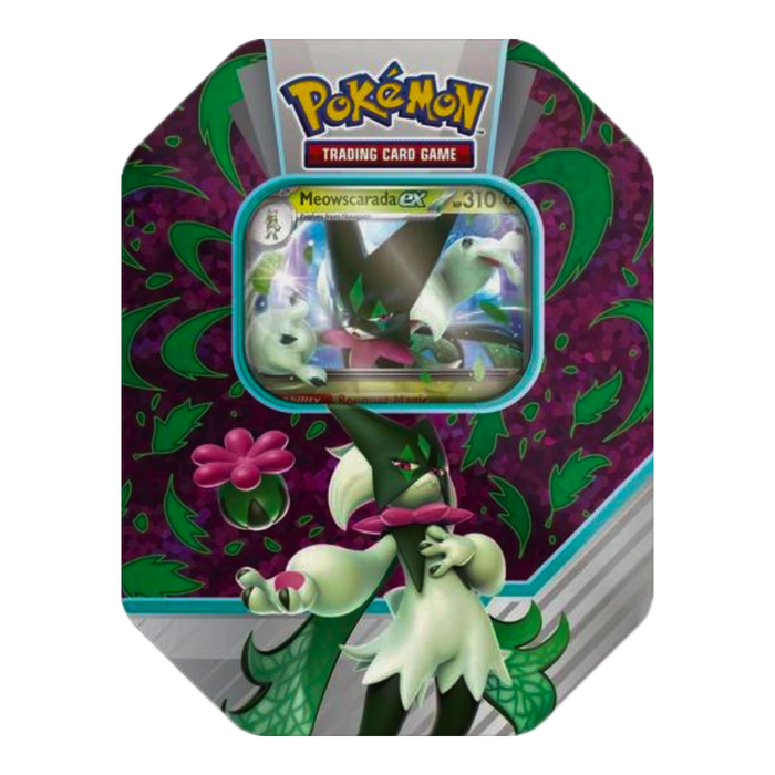 Pokémon TCG: Paldea Partner Tin – Meowscarada-ex | טין בוקס מסקגאטו עם 4 בוסטרים