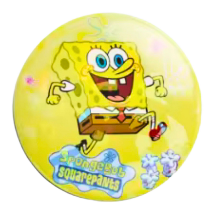 🟡 סיכת בובספוג מנצנצת בקוטר 58 מ”מ – SpongeBob Glitter Badge