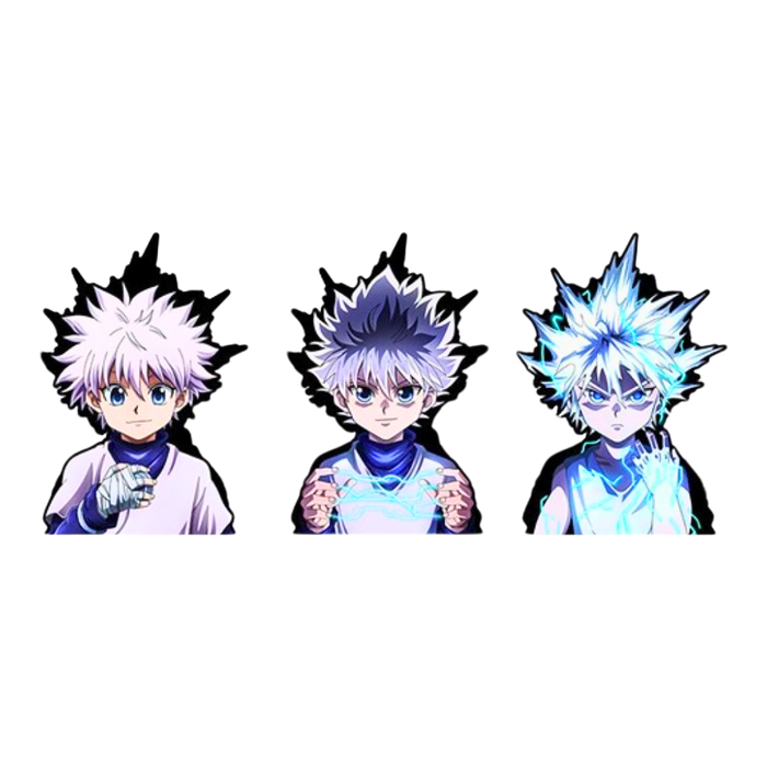 מדבקה תלת־ממדית קילואה זולדיק – Hunter × Hunter | גודל גדול 100×140 מ״מ