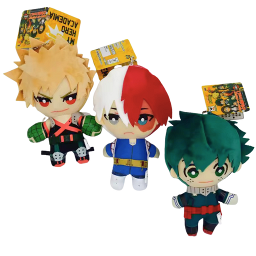 סט בובות פרווה My Hero Academia – Deku, Bakugo & Todoroki (עם מחזיק מפתחות) מבית אנימה מרקט רק ב - https://anime-market.co.il