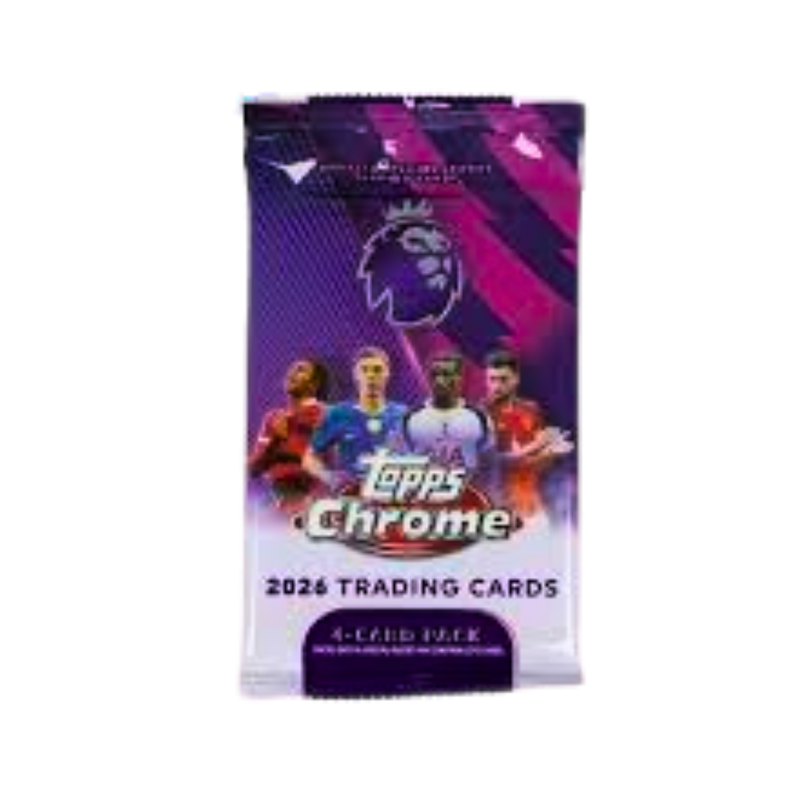 Topps Chrome English Premier League 2026 – חבילת 4 קלפי כדורגל מקוריים