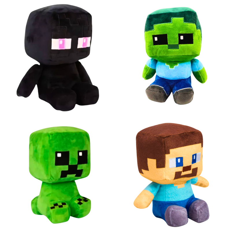 סט 4 בובות פרווה מיינקראפט – Minecraft Plush Set | סטיב, קריפר, אנדרמן וזומבי