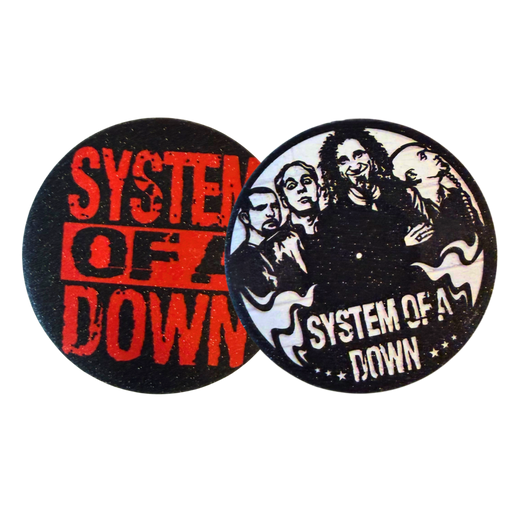 זוג סיכות אספנות System of a Down 58 מ״מ – סיכות SOAD למעריצי רוק ומטאל מבית אנימה מרקט רק ב - https://anime-market.co.il