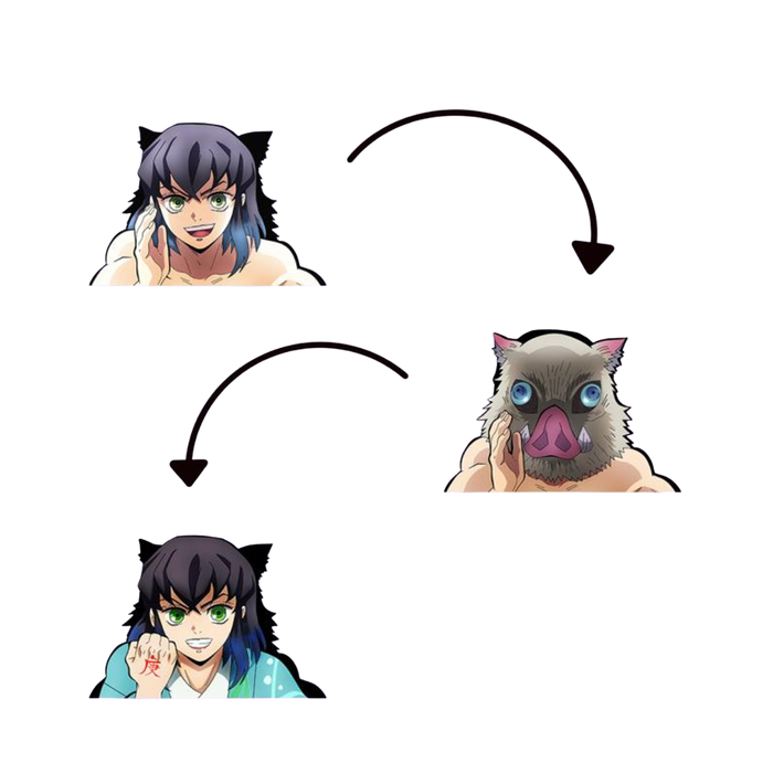 מדבקת תלת־ממד אינוסקה האשיבירה – Demon Slayer | גודל 150×103 מ״מ