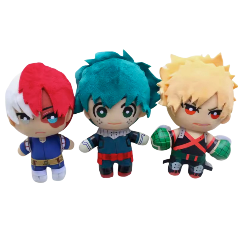 סט בובות פרווה My Hero Academia – Deku, Bakugo & Todoroki (עם מחזיק מפתחות)