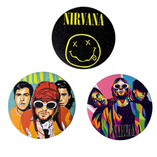 סט של 3 סיכות Nirvana 58 מ”מ – סיכות אספנות רוק אלטרנטיבי מבית אנימה מרקט רק ב - https://anime-market.co.il