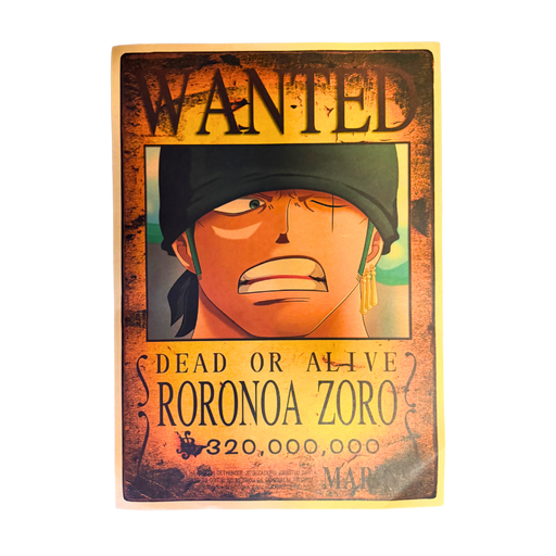 פוסטר מבוקש ענק – רורונואה זורו | One Piece ⚔️🏴‍☠️ מבית אנימה מרקט רק ב - https://anime-market.co.il