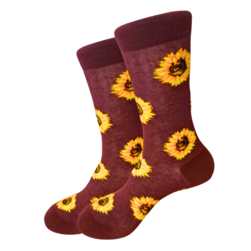 גרביים - גרביים מעוצבות – חמניות על רקע בורדו | מידה אחידה (35–44) אנימה מרקט https://anime-market.co.il