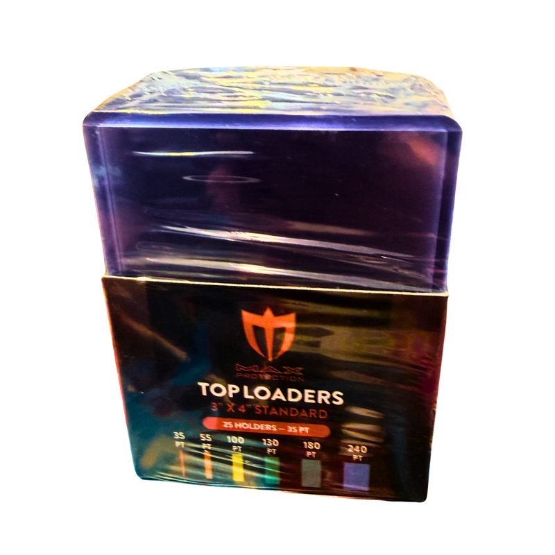 Max Protection Toploaders 35PT – חבילת 25 מגיני קלפים קשיחים (3” x 4”) | הגנה מקצועית לקלפי אספנות