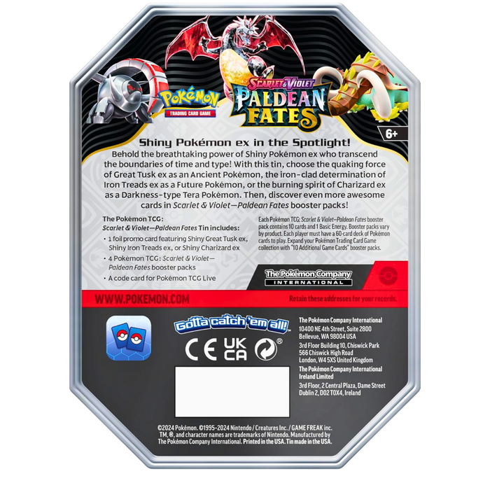 🔥 Pokémon TCG: Paldean Fates Tin – Shiny Charizard ex

✅ זמין עכשיו במלאי מוגבל