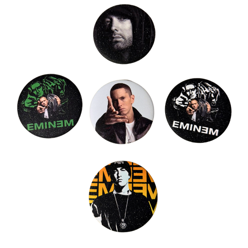 סט 5 סיכות Eminem 58 מ”מ – סיכות אספנות ראפ והיפ-הופ למעריצים מבית אנימה מרקט רק ב - https://anime-market.co.il