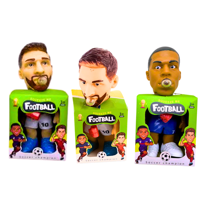 ⚽ סט Squeeze Me Football – סקווישי מפריח בועה (מסי, אמבפה ורונאלדו)