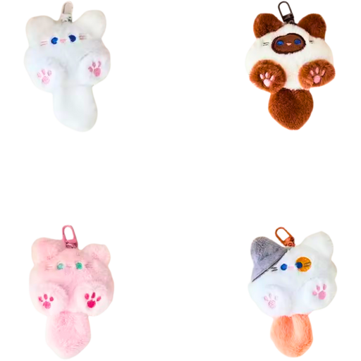 בובת פרווה - סט 4 מחזיקי מפתחות חתול פרוותיים לתיק | אספו את כולם אנימה מרקט https://anime-market.co.il