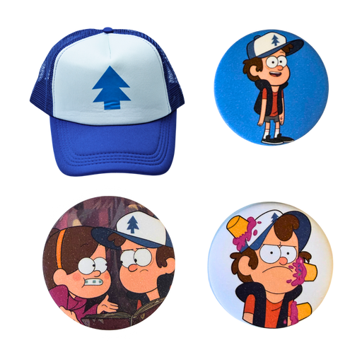 ערכת דיפר פיינס Gravity Falls – כובע רשמי, וסיכות 58 מ״מ | מתנה למעריצים מבית אנימה מרקט רק ב - https://anime-market.co.il