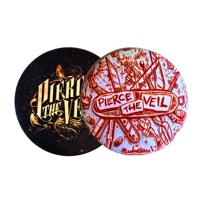 זוג סיכות Pierce The Veil 58 מ”מ – סיכות להקת Pierce The Veil לאספנים