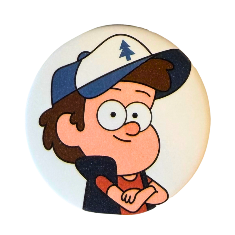 סיכת דיפר פיינס – Gravity Falls | רקע לבן | סיכה מנצנצת 58 מ״מ מבית אנימה מרקט רק ב - https://anime-market.co.il